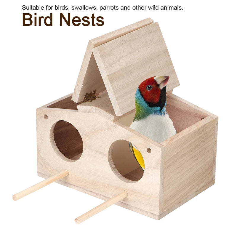 Bird House Bird Nests Wooden Bird House Wooden Pet Bird Nests House Breeding Box Cage Birdhouse Accessories for Parrots Swallows