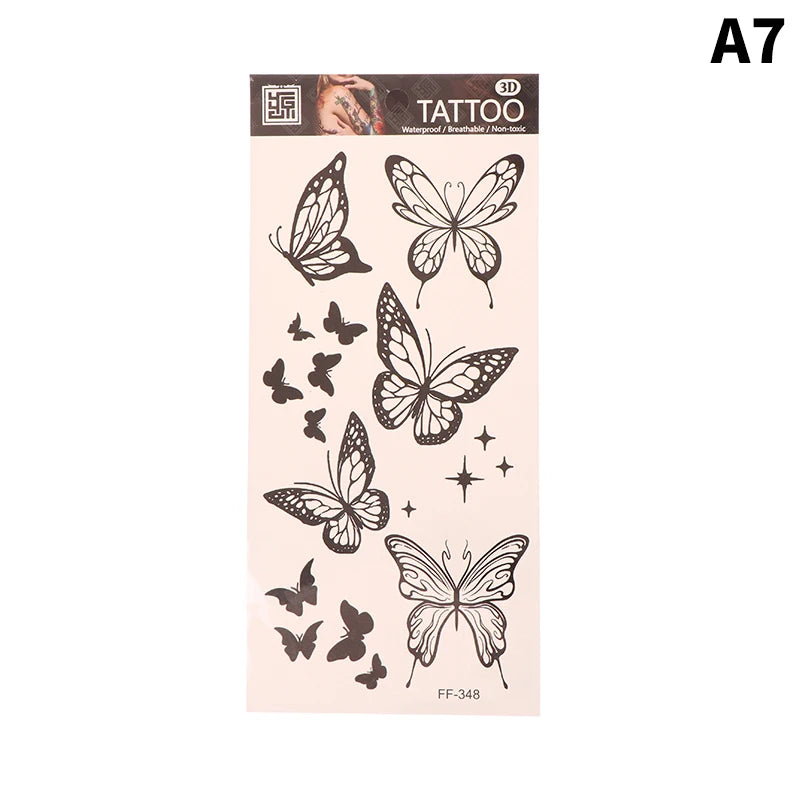 1Sheet Waterproof Temporary Tattoo Sticker 3D Butterfly Theme Fake Tattoo for Women Body Leg Arm Art