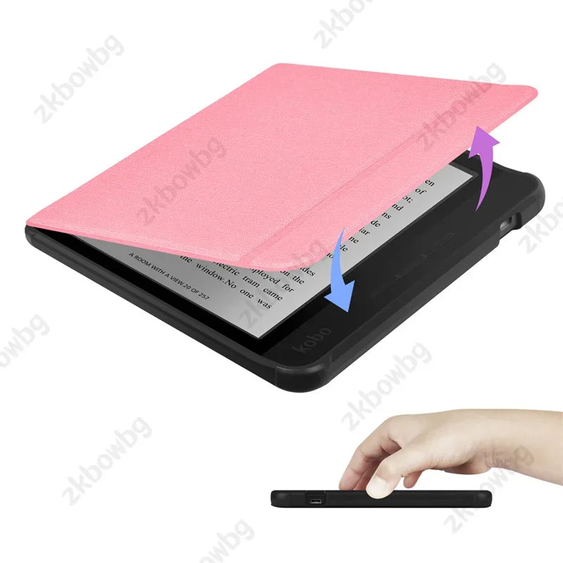 Magnetic Cover For Kobo Libra Colour 2024 Release 7" eBook with Soft TPU Back Cover For Kobo Libra2 2021 HandStrap Smart Case