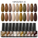 Mtssii 10PCS Reflective Gel Nail Polish Set Fluorescent Glitter Semi Permanent Hybrid Gel Varnish Soak Off UV Lamp For Manicure