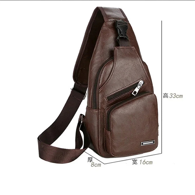 Men's Crossbody Bags Men's USB Chest Bag Designer Messenger Bag Leather Shoulder Bags Diagonal Package 2023 New Back Pack Travel