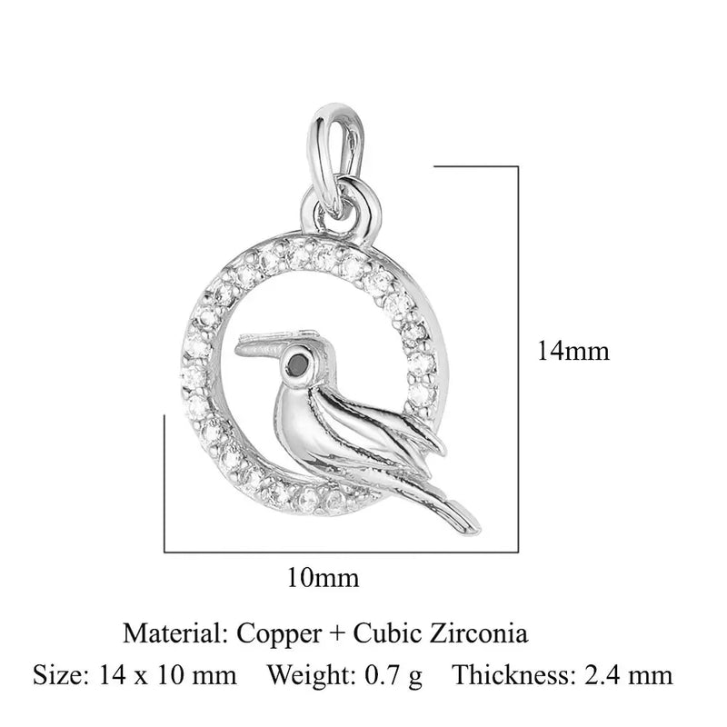 Fashion Cat Horseshoe Copper CZ Cycling Charm Wholesale Bear Butterfly Racket Pendant For Bracelet Necklace Making
