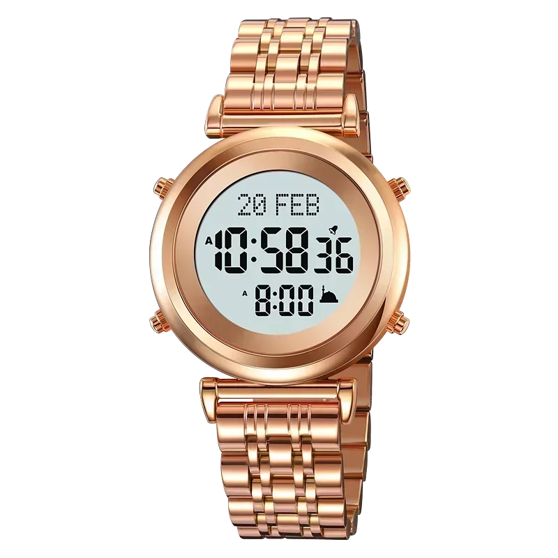 SKMEI 2139 Steel Muslim Azan Digital Watch Mens Back Light Waterproof  Wristwatch Prayer Qibla Compass Alarm Clock watch 1861