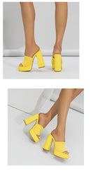 Aneikeh Sexy Knitted Woolen Chunky Platform Sandal Heels Women's Peep Toe High Heel Summer Nude Party Dress Mules Sandals Shoes