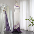 Sharon Said Luxury Beaded Butterfly White Lilac Evening Dresses for Women Wedding One Shoulder Midi Party Dress SS475 Customized