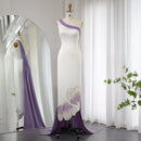 Sharon Said Luxury Beaded Butterfly White Lilac Evening Dresses for Women Wedding One Shoulder Midi Party Dress SS475 Customized