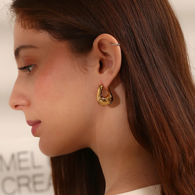 أقراط نسائية من La.Muses بتصميم غير منتظم من الفولاذ المقاوم للصدأ على شكل سماء مرصعة بالنجوم، عصرية ومقاومة للماء، هدايا مجوهرات نسائية