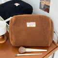 Faux Lamb Wool Women Cosmetic Bag Makeup Cases Ladies Soft Plush Storage Bags Large Capacity Female Portable Clutch Handbags