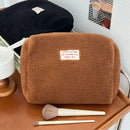 Faux Lamb Wool Women Cosmetic Bag Makeup Cases Ladies Soft Plush Storage Bags Large Capacity Female Portable Clutch Handbags