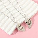 Disney Lilo and Stitch Necklace Fashion Cartoon Cute Heart-shaped Stainless Steel Pendant Couple Jewelry Accessories Gifts