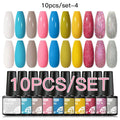 Mtssii 10PCS Reflective Gel Nail Polish Set Fluorescent Glitter Semi Permanent Hybrid Gel Varnish Soak Off UV Lamp For Manicure