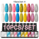 Mtssii 10PCS Reflective Gel Nail Polish Set Fluorescent Glitter Semi Permanent Hybrid Gel Varnish Soak Off UV Lamp For Manicure