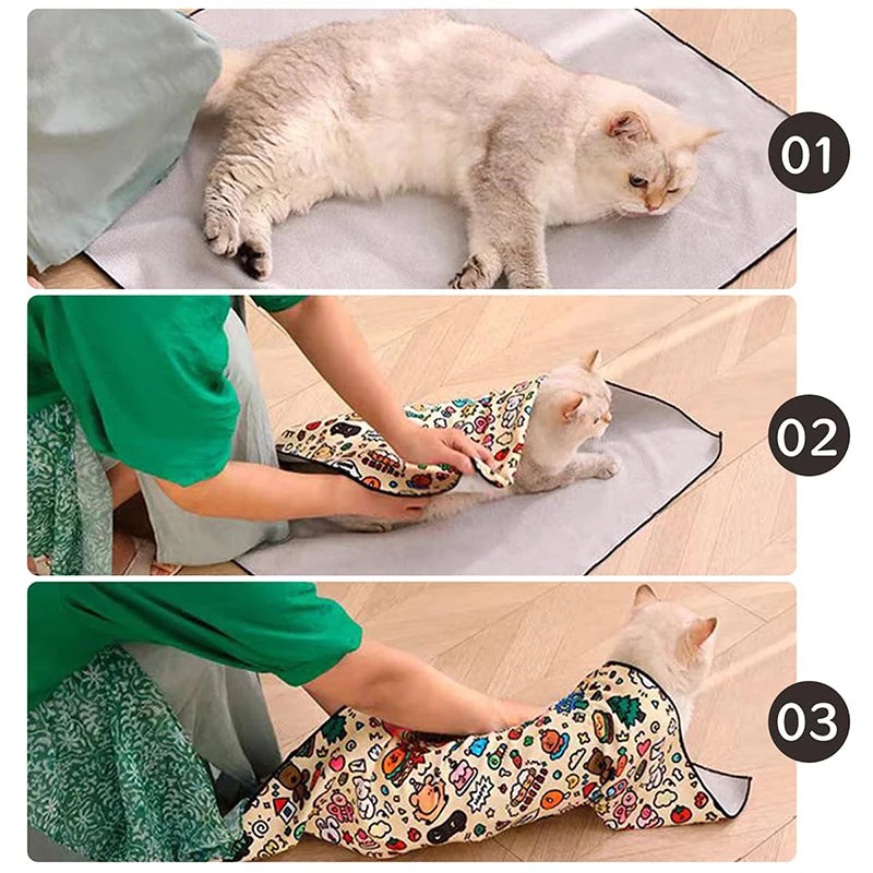Pet Grooming Fixed Cloth Pet Wrap Cat Wrap Nail Clippers Injections Self-adhesive Anti Bite Scratch Anti Escape Restraint Bag