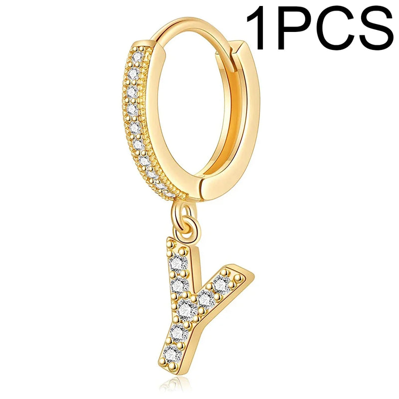 A-Z Letters Initial pendant earrings Hoop Earrings men Golden Color Jewelry Earring Aretes Alphabet name earrings women 1pcs