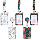 Staff Working Cards Holder with Retractable Long Lanyard and Badge Reel Flower ID Credit Cards Holder Cover for Woman Phone Rope