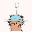 Llavero con diseño de Bubu Dudu, pareja de enamorados, oso panda, accesorios para bolso, colgante, joyería, regalos para amantes.