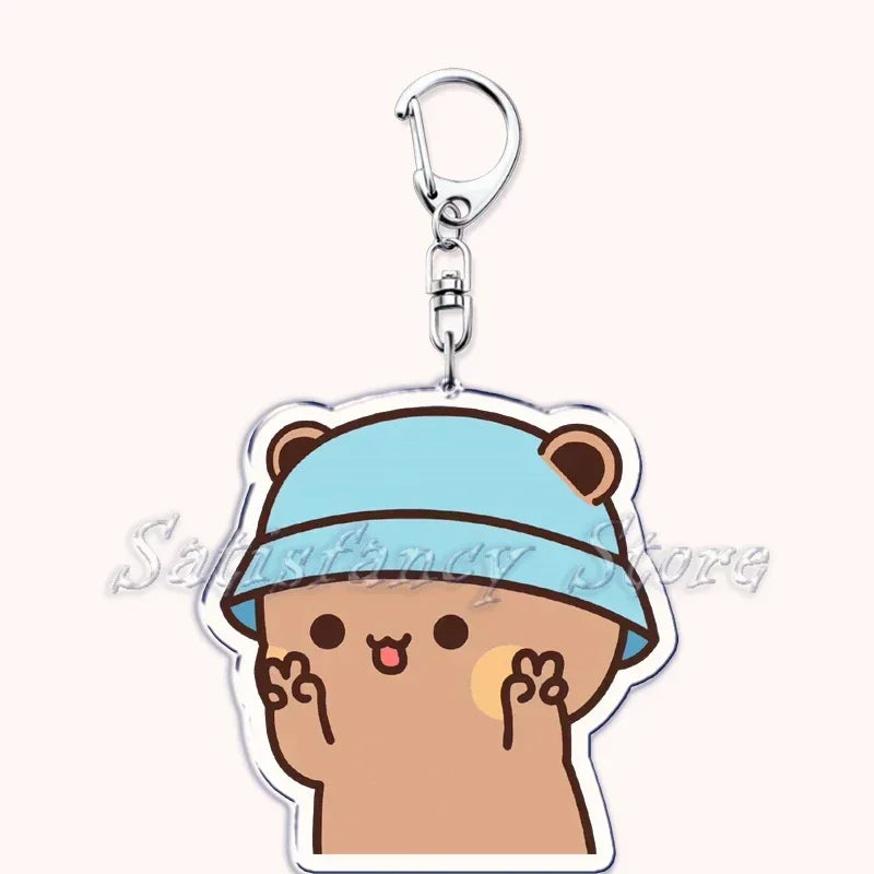 Llavero con diseño de Bubu Dudu, pareja de enamorados, oso panda, accesorios para bolso, colgante, joyería, regalos para amantes.