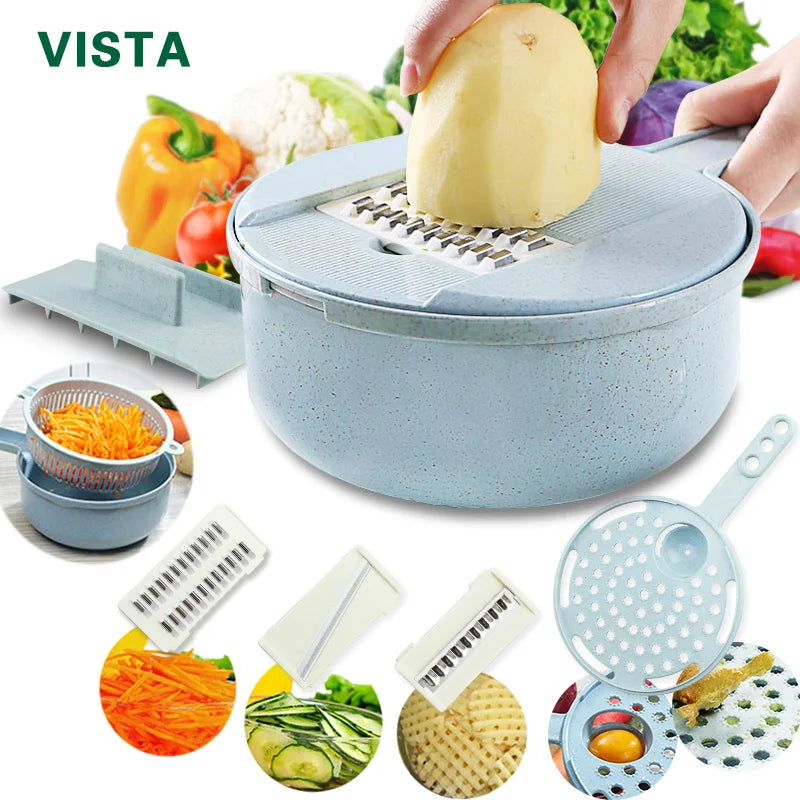 Picadora de verduras, rallador multifuncional, cortador, accesorios de cocina, cortador manual de frutas, trituradoras de patatas, queso y cebollas.