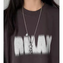 Fashion Cute Hip Hop Bear Pendant Necklace for Men & Women Punk Wind Titanium Steel Sweater Chain Jewelry Set Lovers Gift