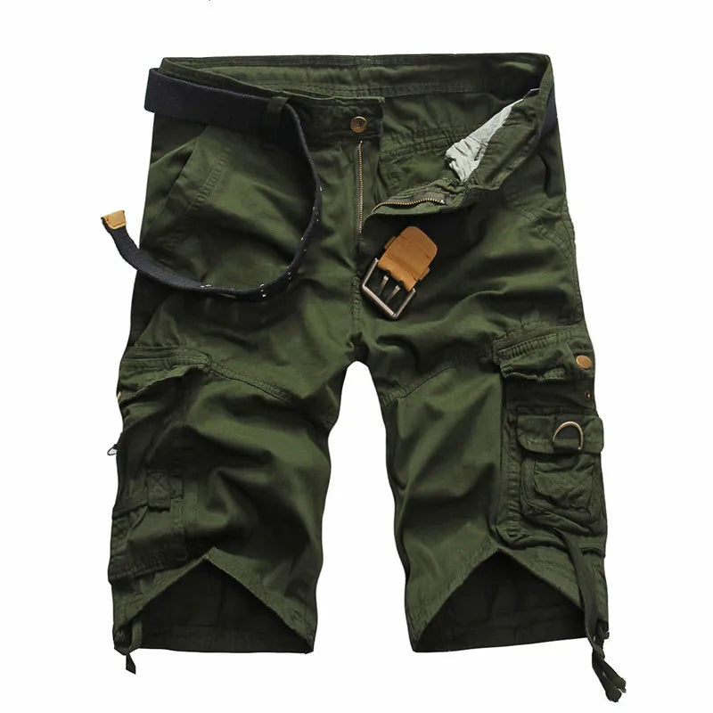 Summer New Men Cool Camouflage Cargo Shorts Straight Casual Pants Mens Multi-Pocket Loose Five-Point Short Pant Brand Streetwear