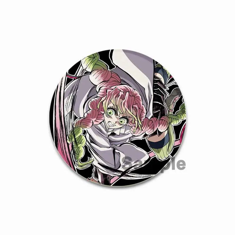 58mm Round Cartoon Brooches Kanroji Mitsuri Pins Anime Badge for Backpack Accessories Hat Decoration HD Print Handmade Gifts