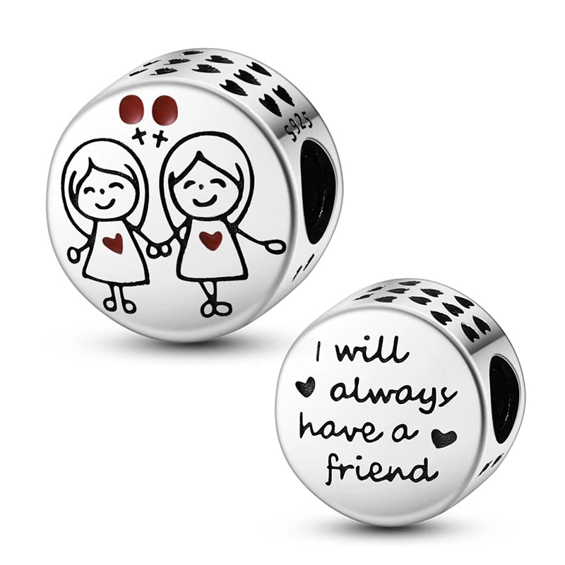 925 Sterling Silver Boy Girl and Heart Shape Pendant Charm Couple Lovers Bead Fit Pandora Original Bracelet DIY Jewelry Making