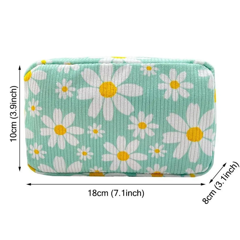 Makeup Brush Skincare Corduroy Makeup Bag Fashion Printed Large Capacity Cosmetic Bags Travel Toiletry Organizer Bag for Women