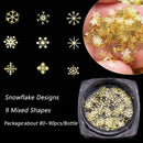 Gold Snowflakes Winter Nail Sequins Christmas Metal Flakes Holographic Spangles Nail Art Decoration Sticker Tips Manicure