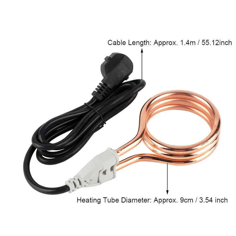 220V 1800W Electric Immersion Water Liquids Heater Portable Boiler for Home Travel Hot Heater