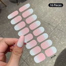16Tip White Pink Full Cover Nail Sticker Self-Adhesive Simple Gradient Effect Full Nail Wraps DIY Nail Art Making Manicure Autum