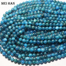 Meihan Wholesale Natural A+ Blue Apatite 6-10mm smooth round loose gem stone beads for jewelry making