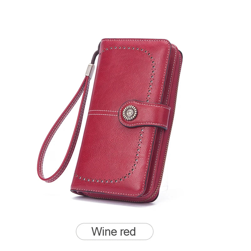 High Quality Women Wallet RFID Anti-theft Leather Wallets For Woman Long Zipper Large Ladies Clutch Bag Female Purse Card Holder