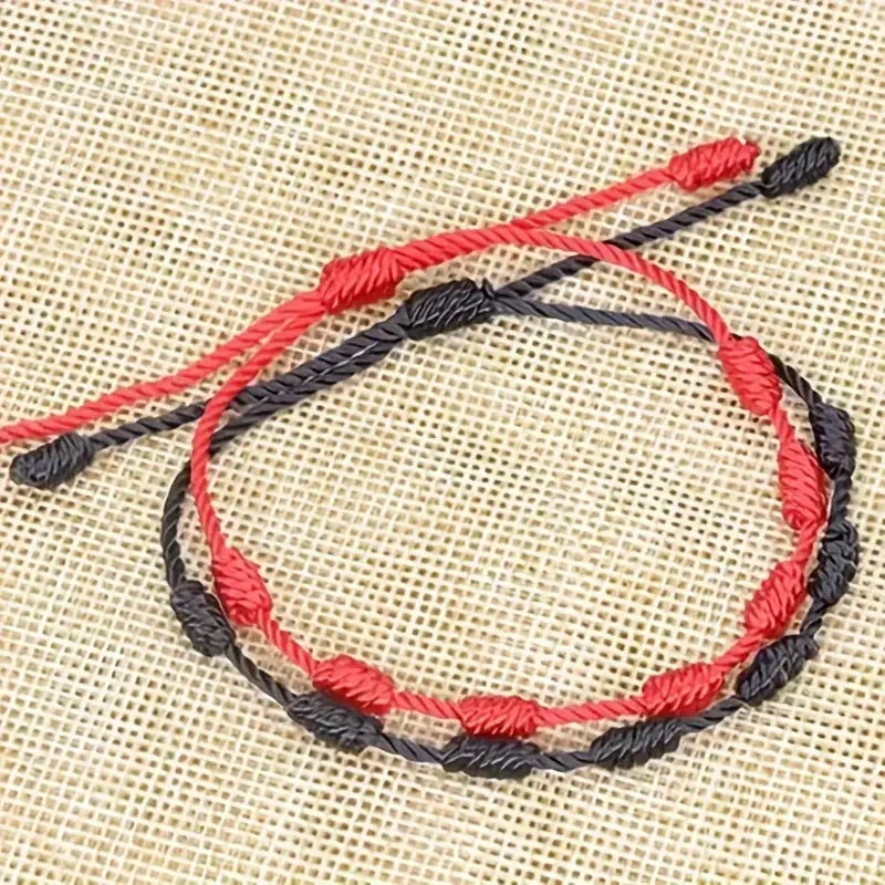 Handmade 7 Knots Red String Bracelet For Couple Protection Good Luck Amulet for Success Rope Braided Bracelet Jewelry Gifts