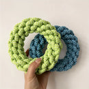 1pc Random Color Ring Woven Design Pet Chew Toy Dog Teeth Grinding Toy Dog Braided Knot Rope Chew Funny Toy
