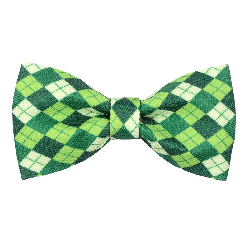 50/100pcs St.Patrick's Day Dog Accessories Plaid Style Dog Bow Ties Sliding Pet Dog Collar Accessories Clover Pet Supplies