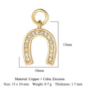 Fashion Cat Horseshoe Copper CZ Cycling Charm Wholesale Bear Butterfly Racket Pendant For Bracelet Necklace Making