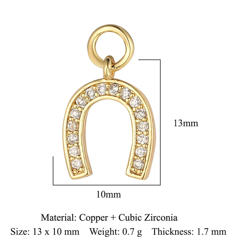 Fashion Cat Horseshoe Copper CZ Cycling Charm Wholesale Bear Butterfly Racket Pendant For Bracelet Necklace Making
