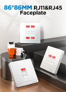 AMPCOM RJ11 RJ45 Faceplate Wall Socket Wallplate Face plate 1-Port 2-Port 4-Port Networking Telephone Socket Outlet Mount Panel