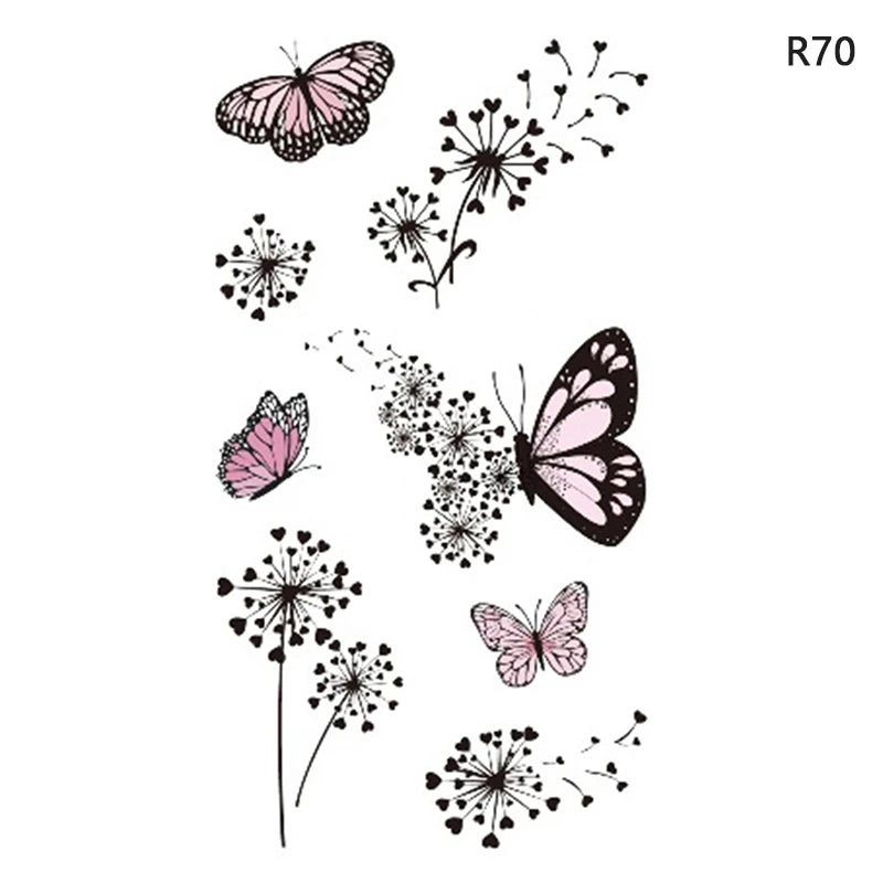 1Sheet Waterproof Temporary Tattoo Sticker 3D Butterfly Theme Fake Tattoo for Women Body Leg Arm Art
