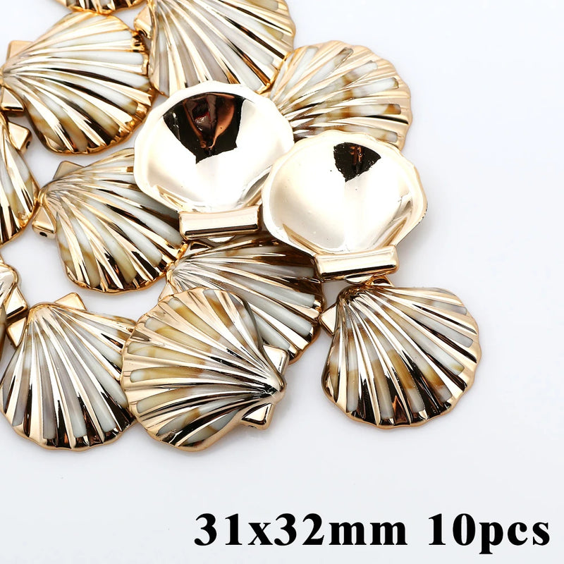 5-20pcsAcrylic Gold Plated Color Conch Sea Shell Charms Pendants Beads Jewelry Making Accessories DIY Handmade Necklace Bracelet
