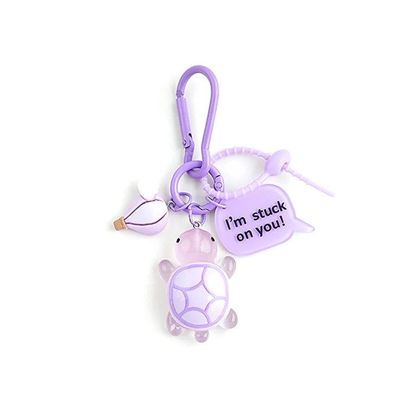 Creative Candy Color Flower Heart Pendant Keychain Cute Small Flower Key Ring Bag Pendant Accessories Luminous Turtle Pendant