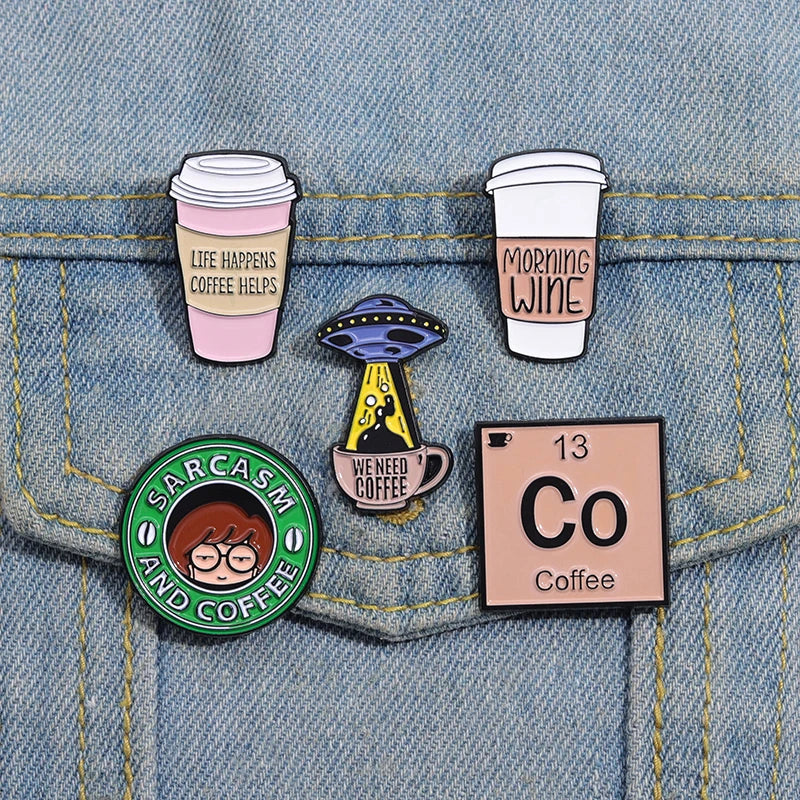 Coffee Cup Enamel Pins We Need Coffee Brooches Lapel Badge Barista Clothes Hat Brooch Pin Jewelry Accessories Gift Wholesale Pin