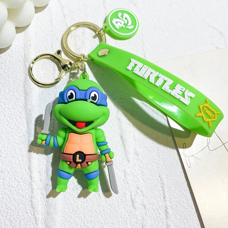Anime Ninja Turtle Figure Keychain Teenage Mutant Ninja Turtles Raphael Donatello Doll Keyring Car Key Bag Ornament Gift