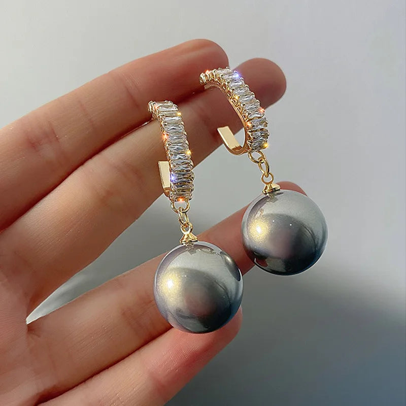 Jewelry for Women Pearl Dangle Earrings for Women Square Crystal Earrings Engagement Wedding Earring Valentines Day Gift Jewelry