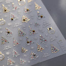 1Pcs Luxury Gold Christmas Nail Decorations Stickers Press on Nails 5D Laser Snowflake Christmas Tree Nail Art Sticker Decal DIY