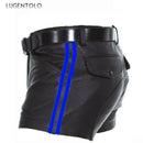 شورت رجالي من البولي يوريثان كاجوال سادة مقاس كبير فضفاض من الجلد الصناعي مناسب للشارع والصيف والربيع متعدد الاستخدامات ونادي بانك