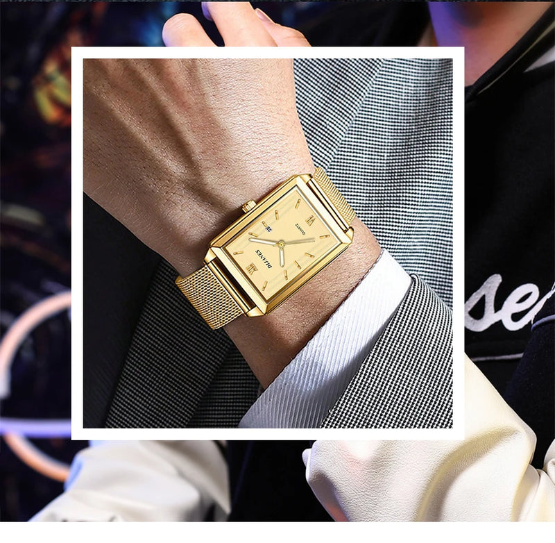 Mens Fashion Sports Watches Simple Men Luxury Gold Business Ultra Thin Stainless Steel Mesh Belt Quartz Watch