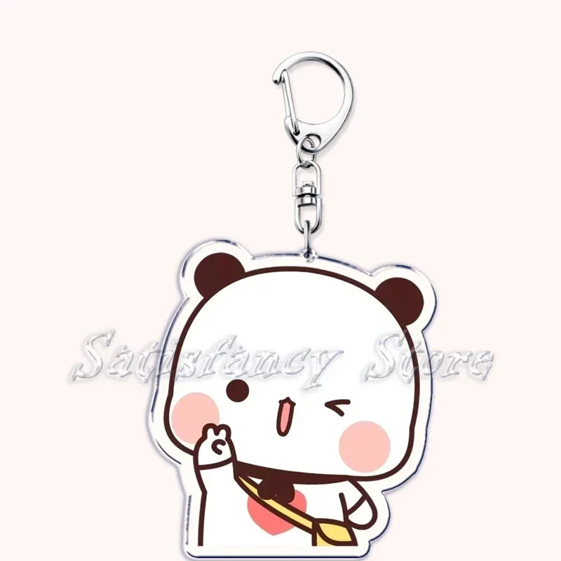 Llavero con diseño de Bubu Dudu, pareja de enamorados, oso panda, accesorios para bolso, colgante, joyería, regalos para amantes.
