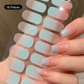 16Tip White Pink Full Cover Nail Sticker Self-Adhesive Simple Gradient Effect Full Nail Wraps DIY Nail Art Making Manicure Autum