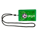 Kids Wallet for Boy Sports Football Soccer Pattern Trifold Wallet wtih Lanyard Zippered Coin Pocket and Card Holder